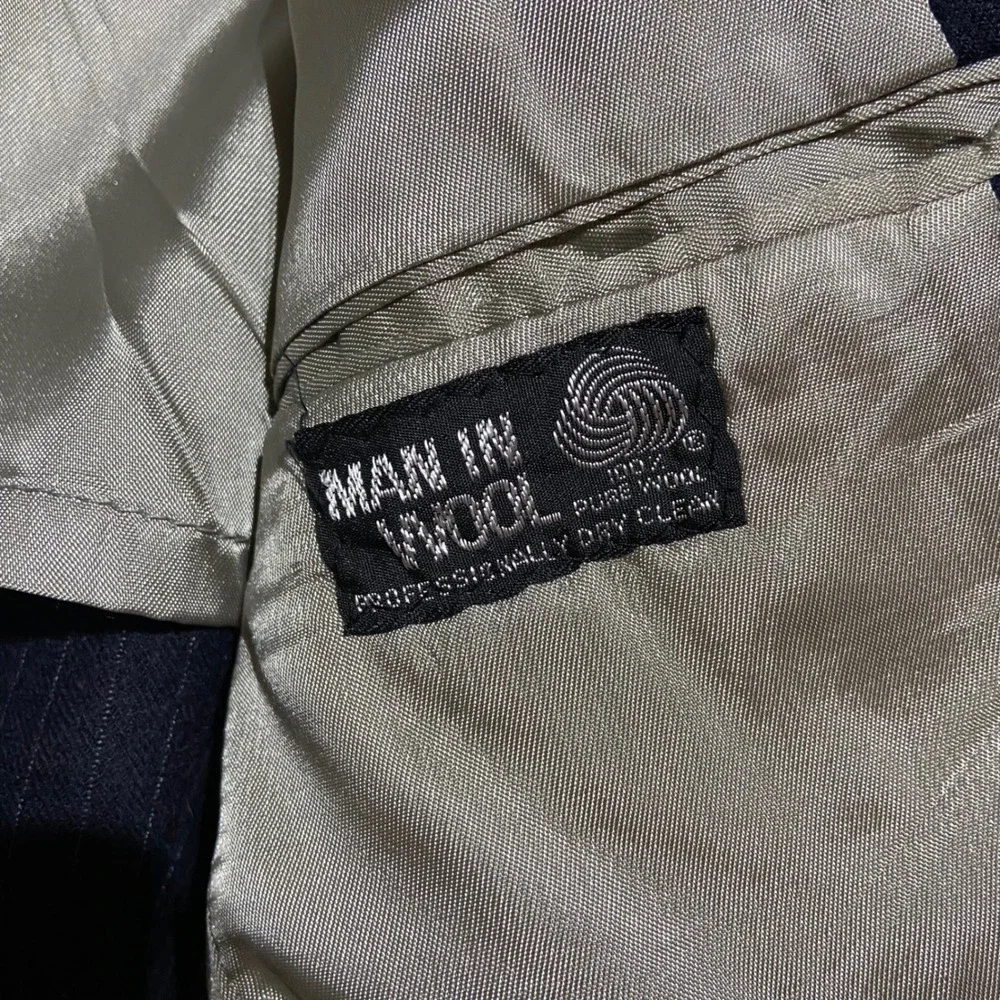 Johnny Carson Vintage Mens‎ Blue Pinstripe Pure Wool 2 Button Sport Coat 39R
